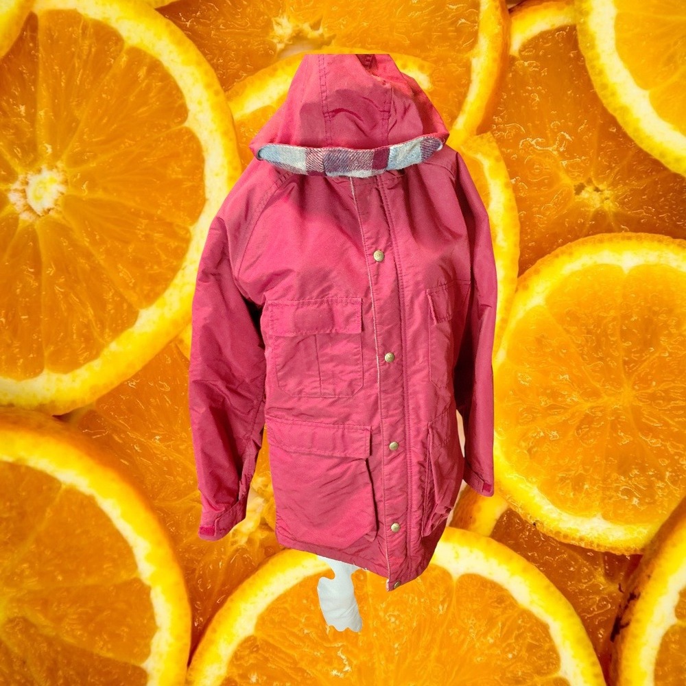 LL Bean Baxter State Parka Small Raspberry Pink Vintage Wool Plaid Lined USA